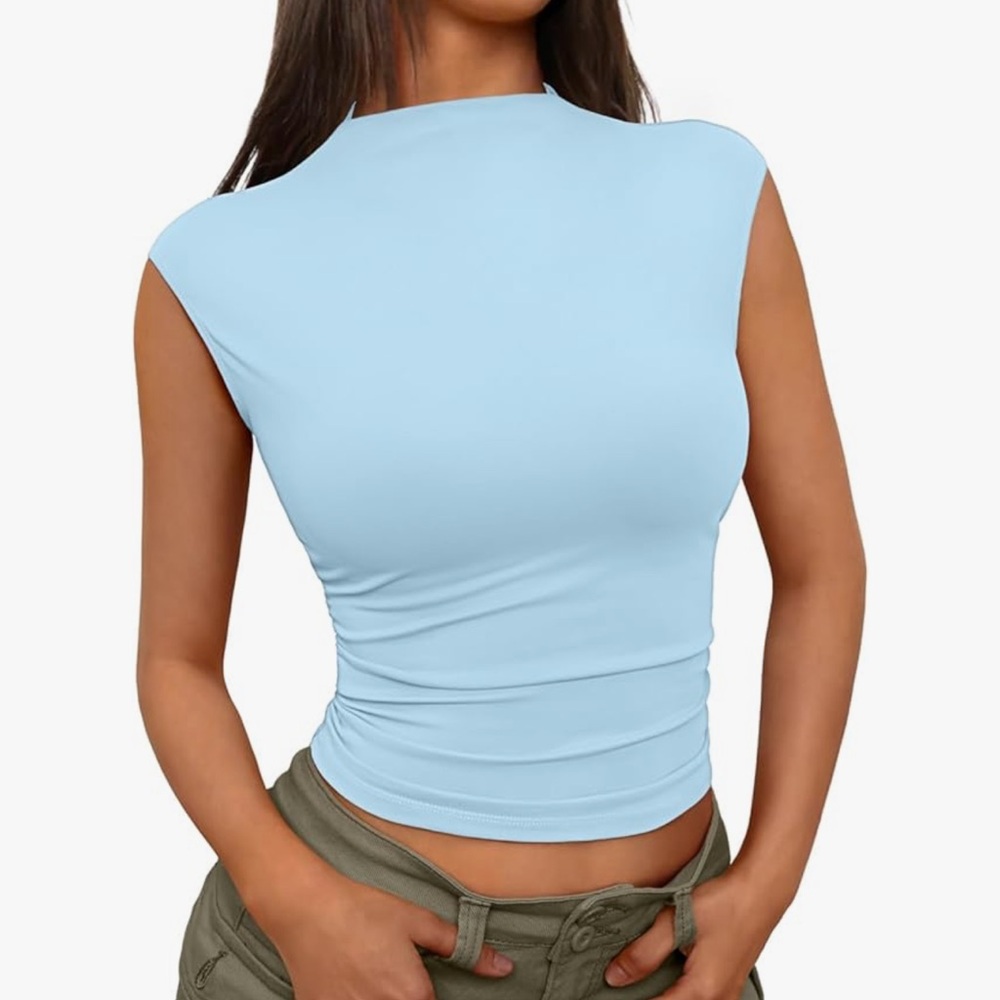 Mock neck ruched top